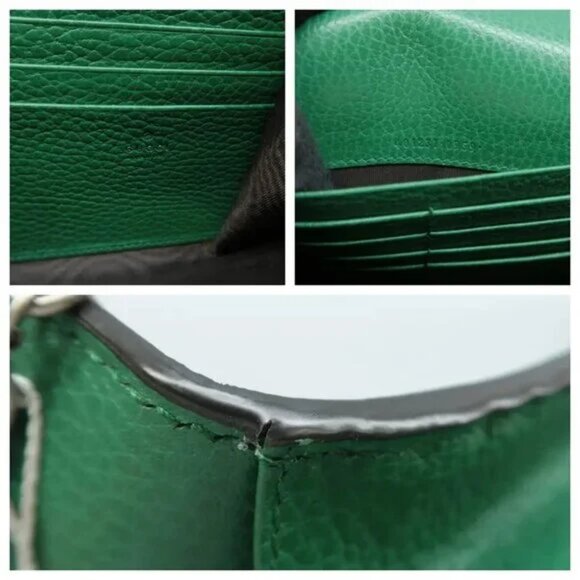 100% Authentic GUCCI Dionysus Chain Wallet Green Leather Shoulder Bag - Picture 11 of 12